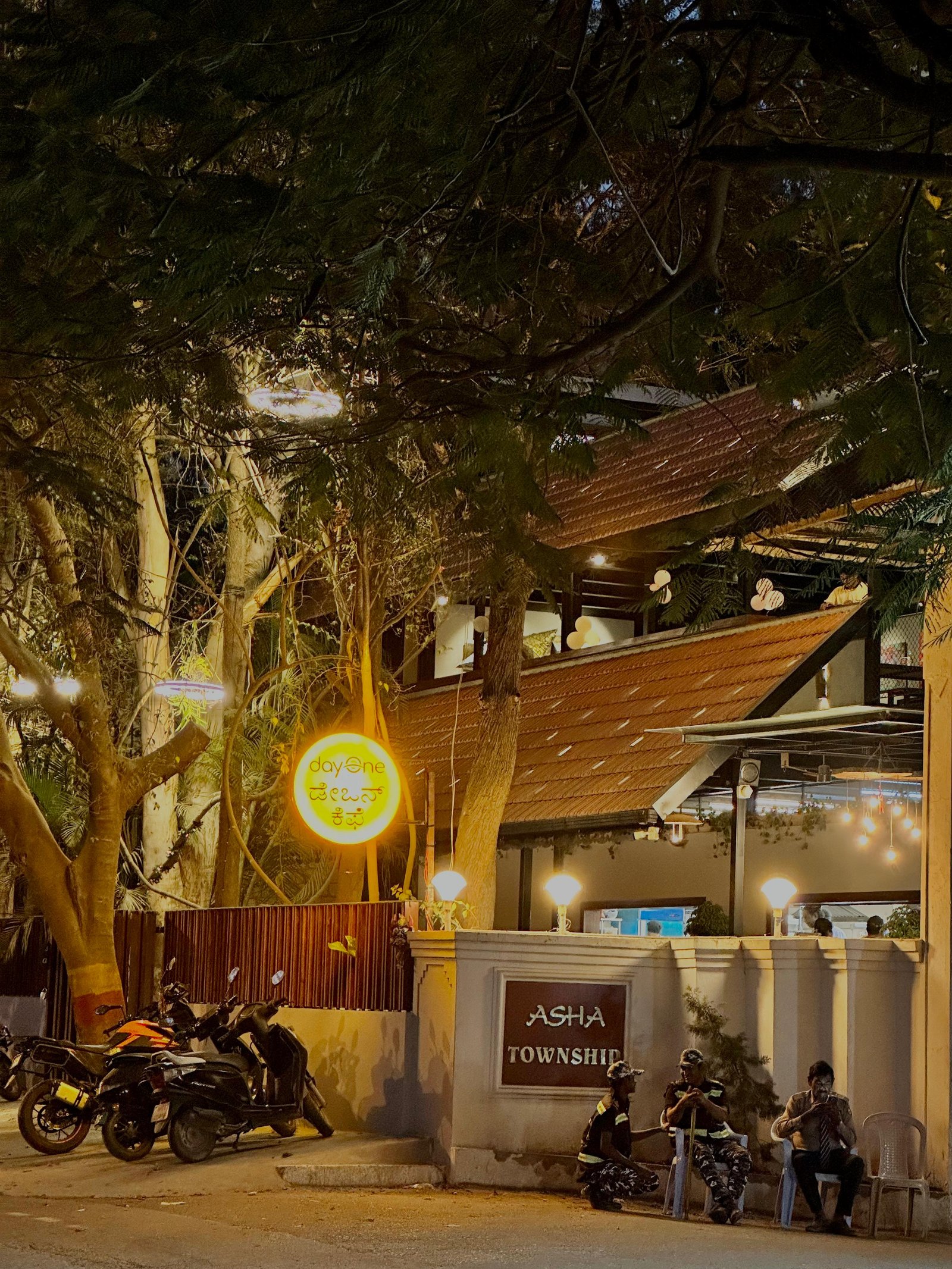 Cafe Exterior at Night